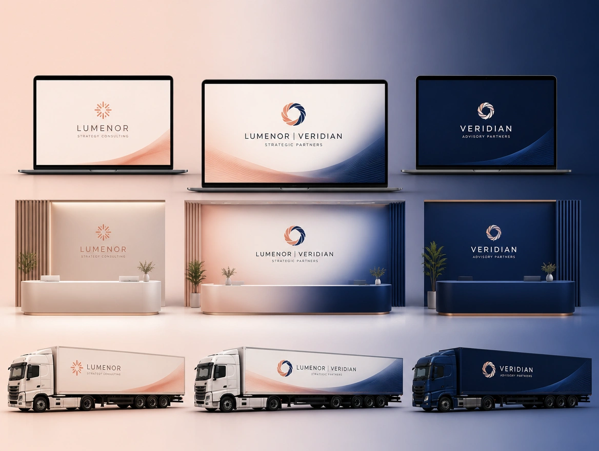An audit board comparing a firm's proposal, website and documents against its current logo