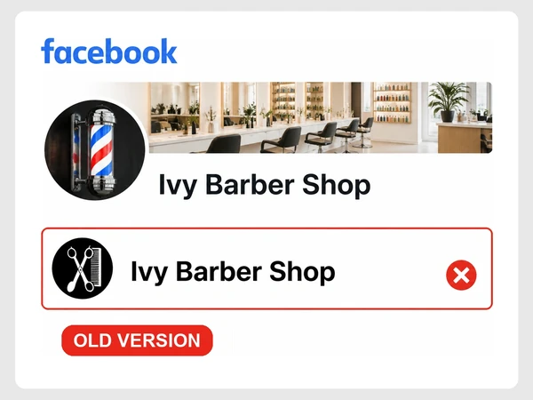 Ivy Barber Shop's Facebook name and barber pole remain above a modern hair color salon.