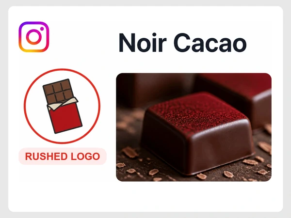 Noir Cacao Instagram pairs hand-finished chocolate with a crude clipart logo in the profile circle.