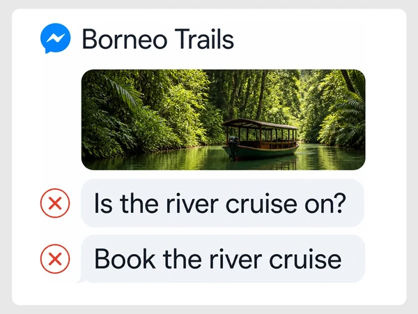 Borneo Trails receives two Messenger questions about a river cruise no longer offered.
