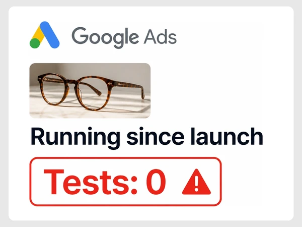 Frame & Lens Google ad has run since launch with zero tests.