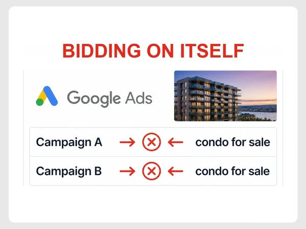 Harbourline Realty campaigns A and B both bid on condo for sale against each other.