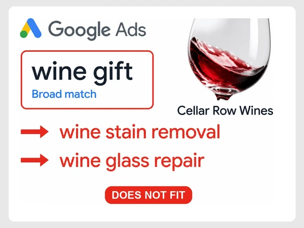 Cellar Row Wines broad wine gift keyword triggers stain removal and glass repair searches.