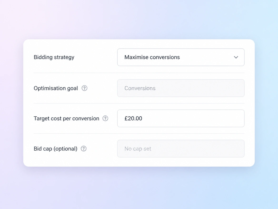 Website mockup showing bidding strategy