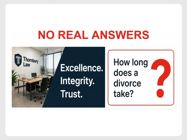 Thornbury Law page uses a slogan but leaves a divorce timing question unanswered.