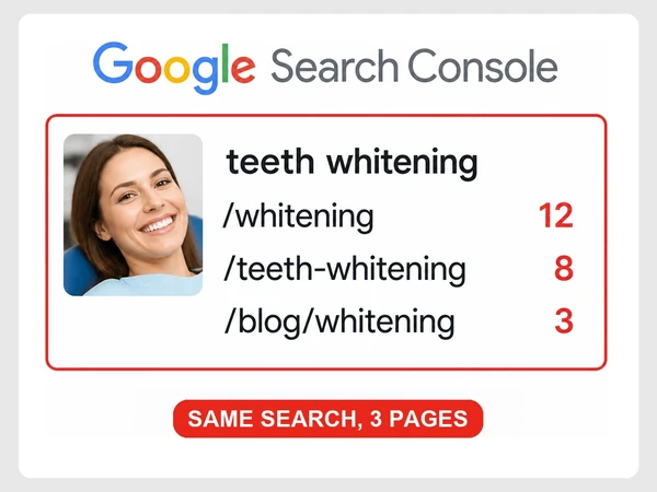 Brightside Dental has three pages ranking for the same teeth whitening query.