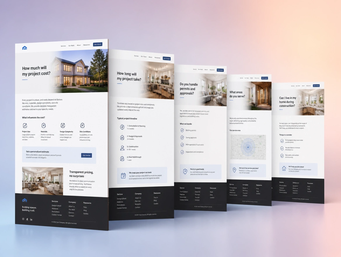 Website mockup showing content built on intent
