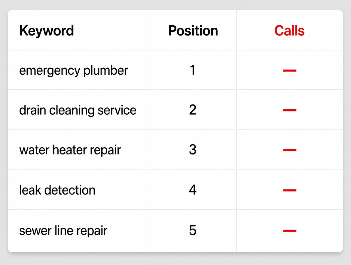 A rankings report full of positions with no contact figures