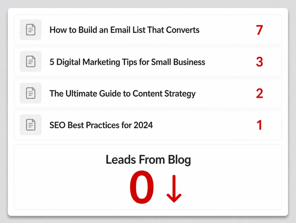 A business blog archive with almost no visitors recorded