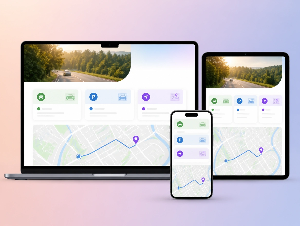 Website mockup showing pages for both