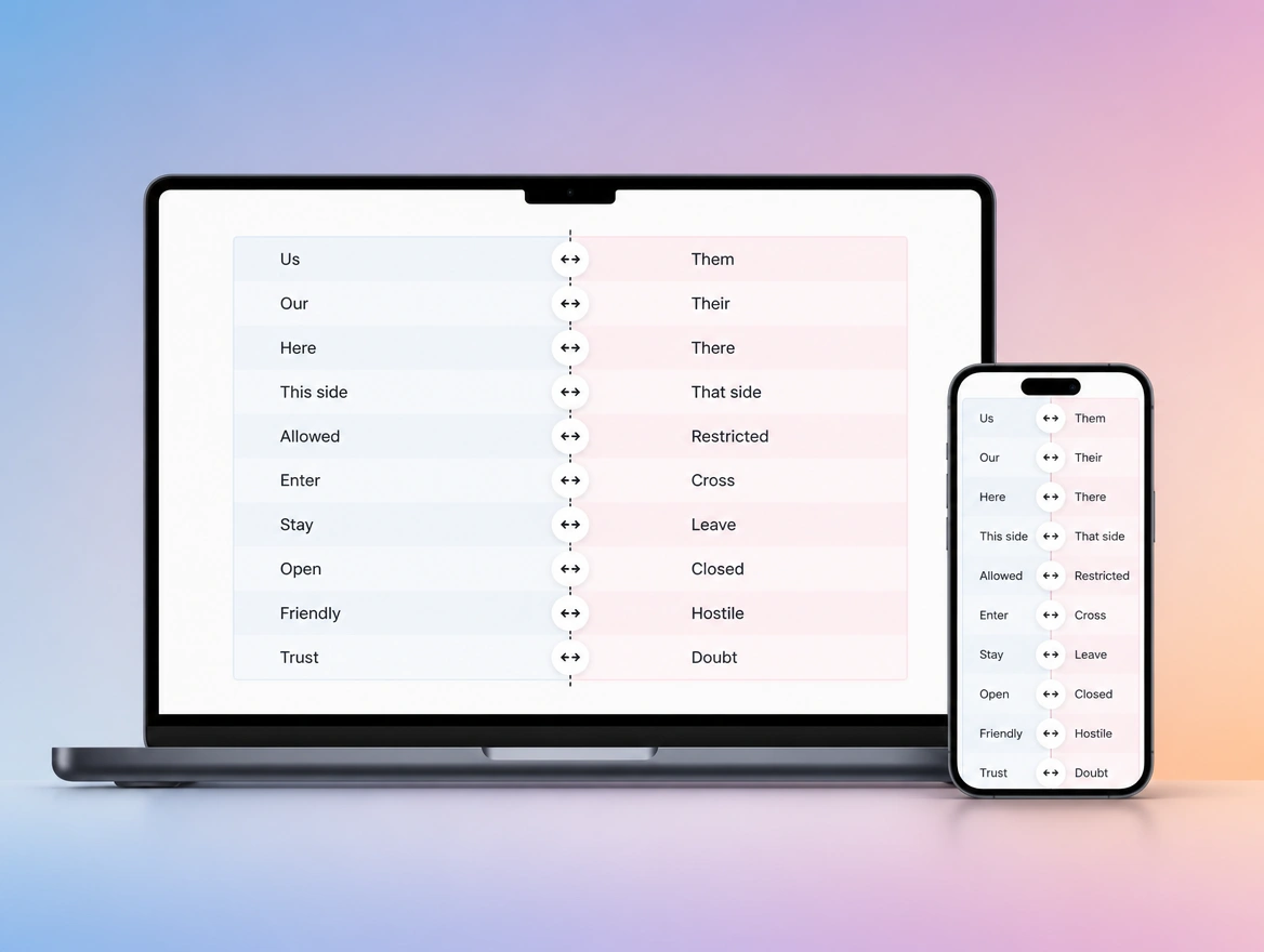 Website mockup showing term research