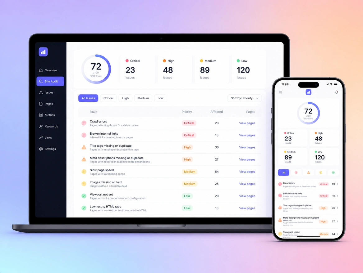 Website mockup showing audit