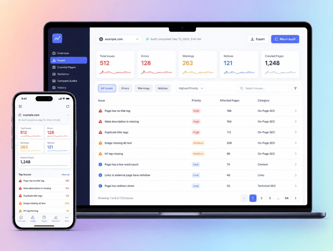 Website mockup showing audit