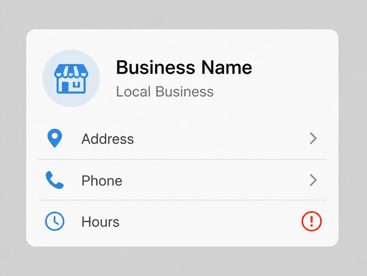 A business profile with the opening hours field empty