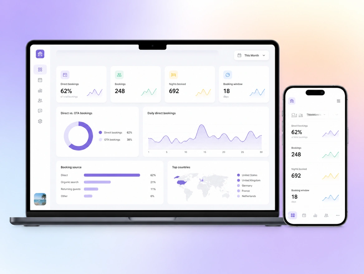 Website mockup showing reporting