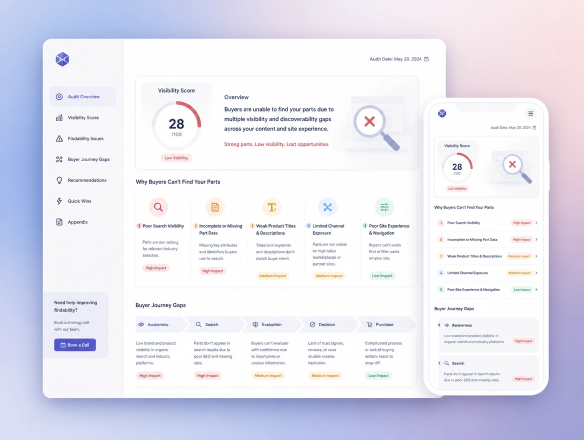 Website mockup showing audit