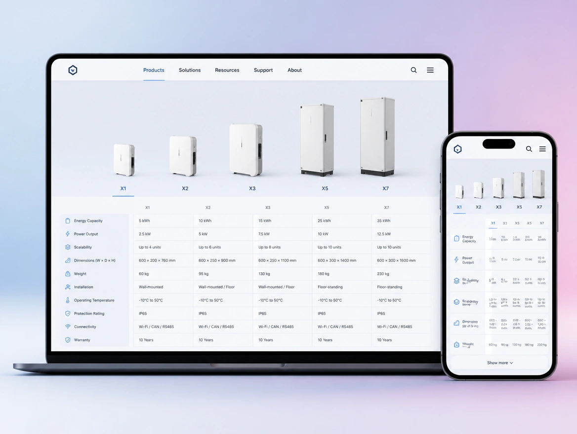 Website mockup showing product pages