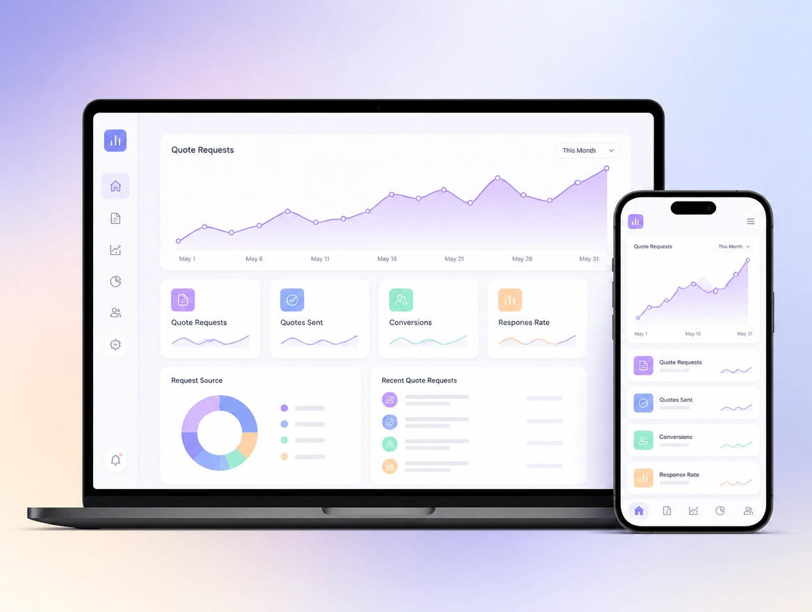 Website mockup showing reporting