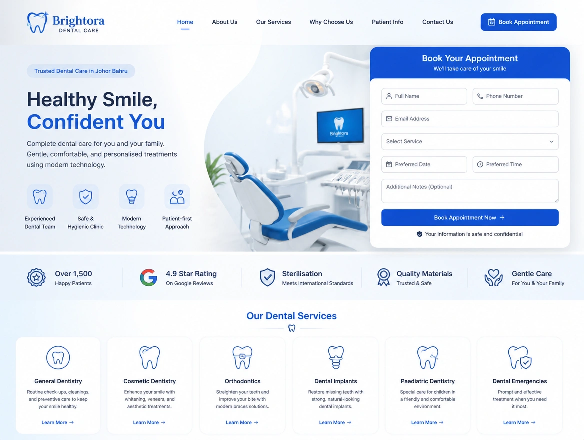Website mockup showing the page after the click