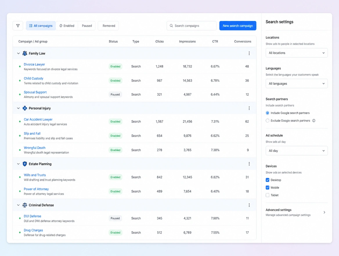 Website mockup showing how the account is laid out