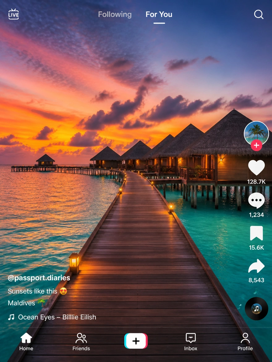 Short-form video post on a phone with comments and shares