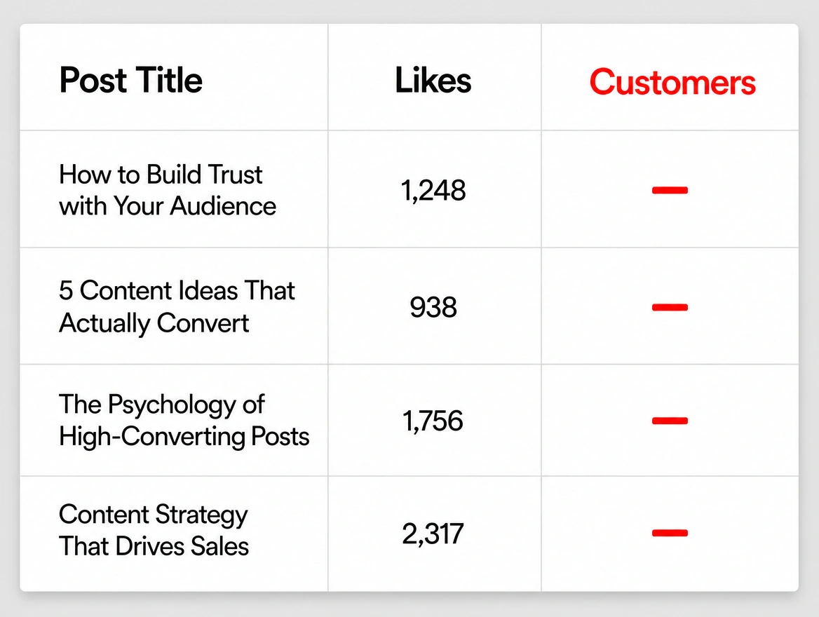 Social report showing reach and likes with no leads column