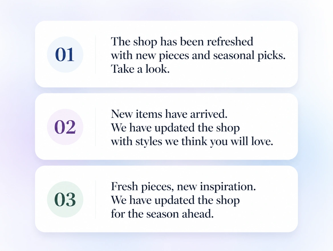 Website mockup showing the writing
