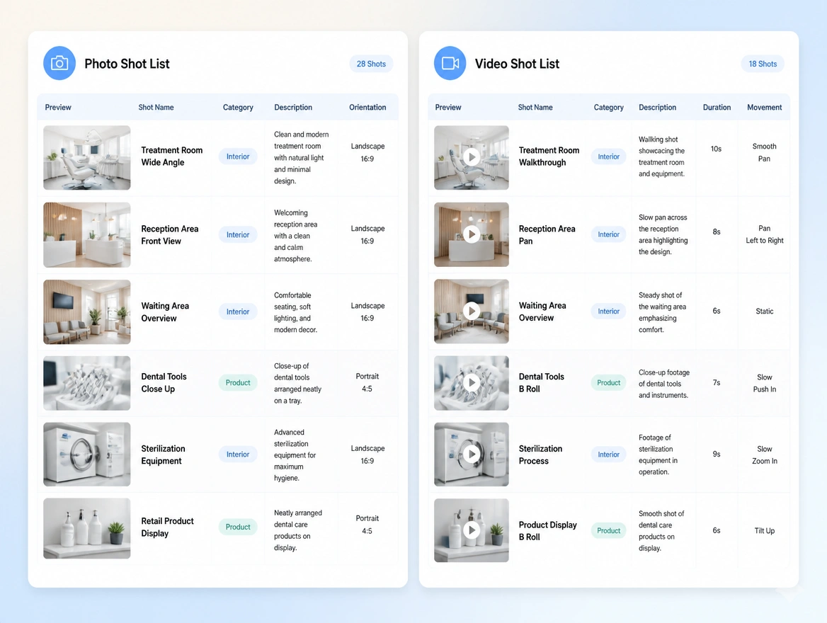 Website mockup showing photo and video made