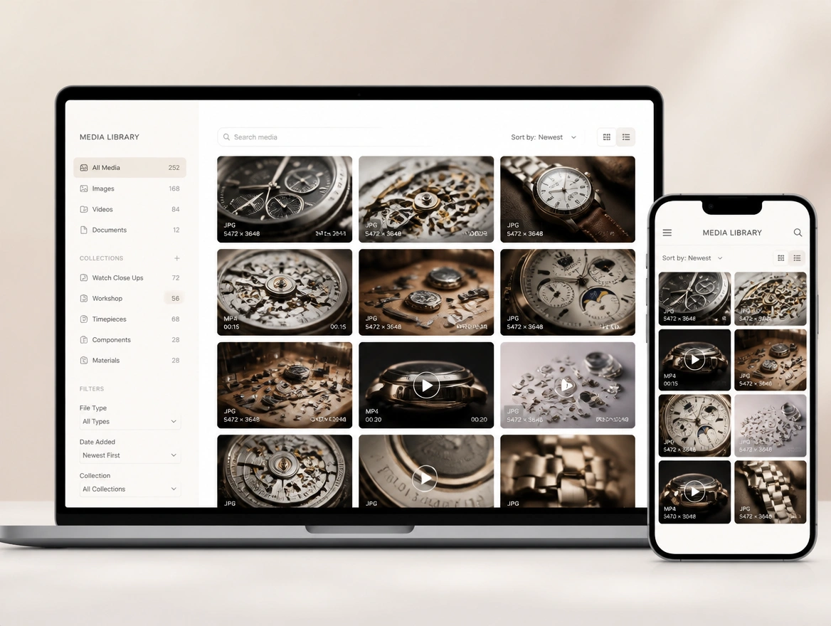 Website mockup showing photo and video shoots