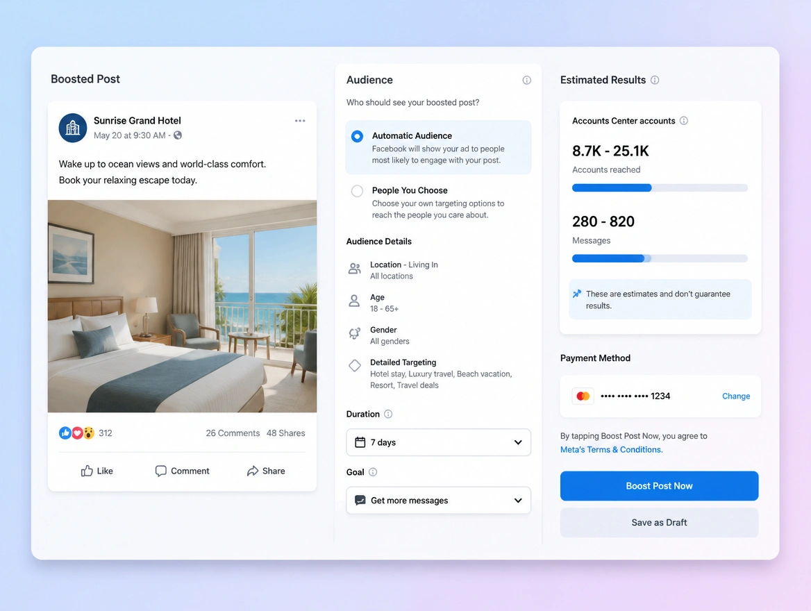 Website mockup showing boosting the good posts