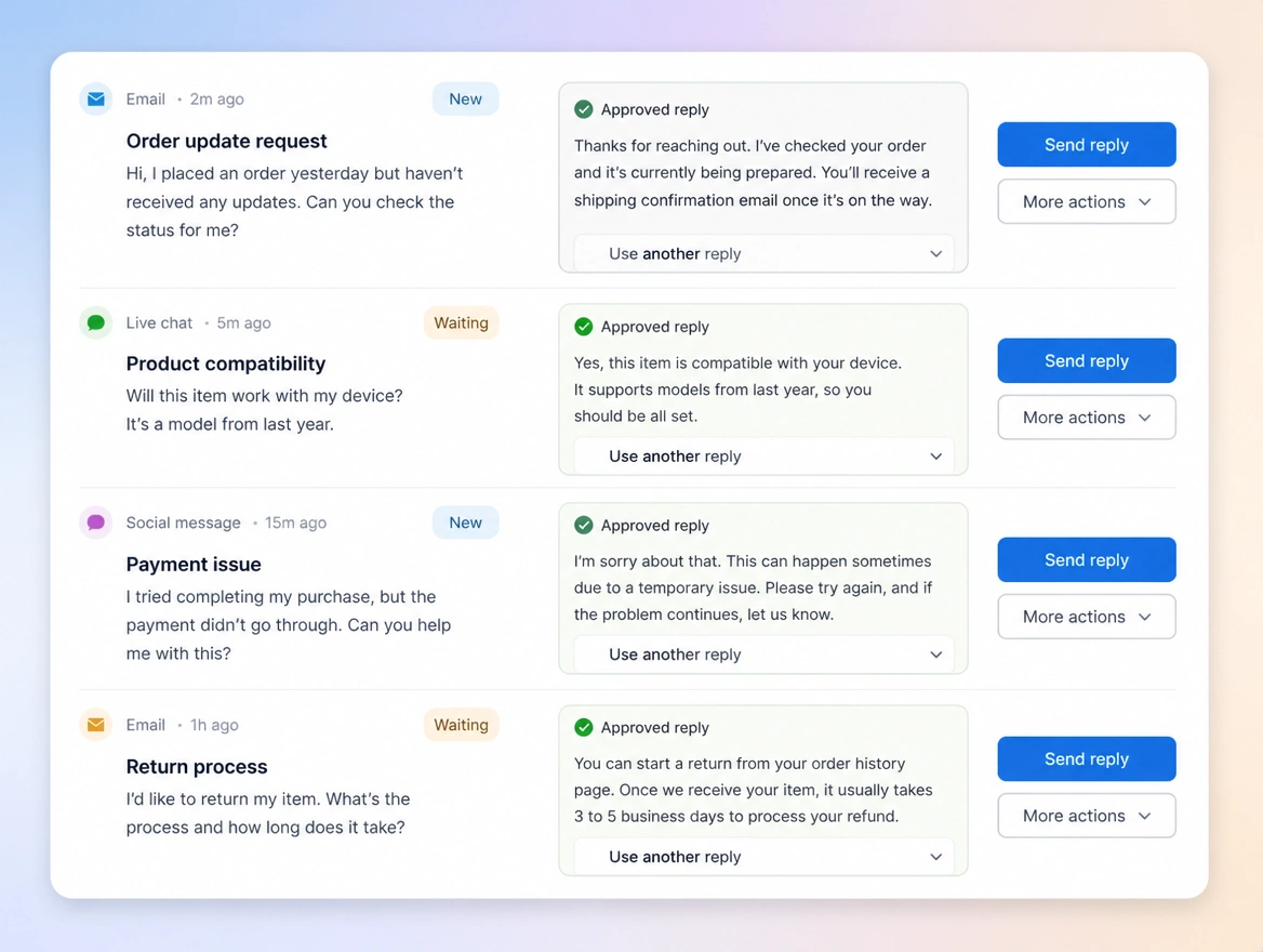 Website mockup showing somebody on the inbox