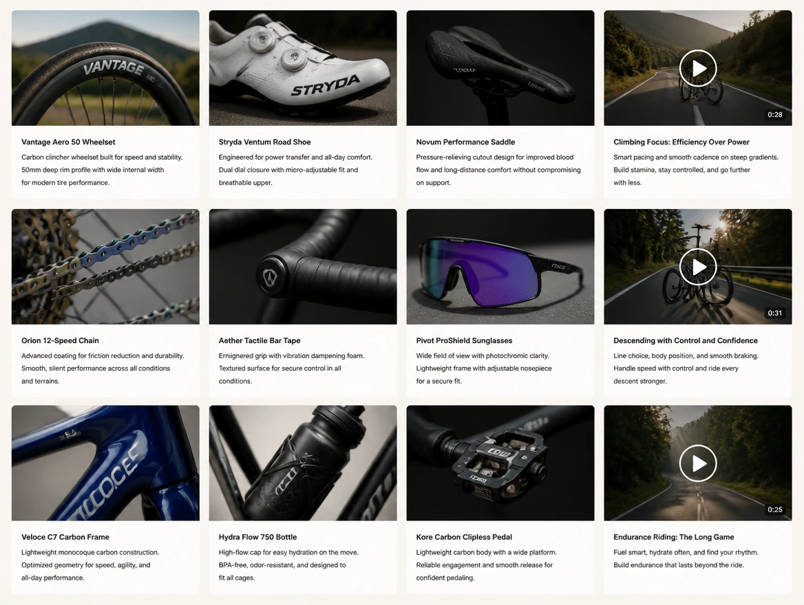Website mockup showing photos of your stock