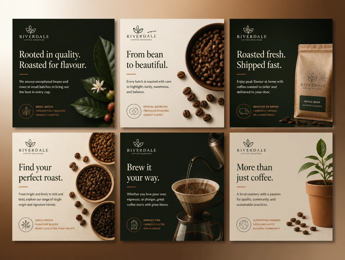 Website mockup showing posts designed and written
