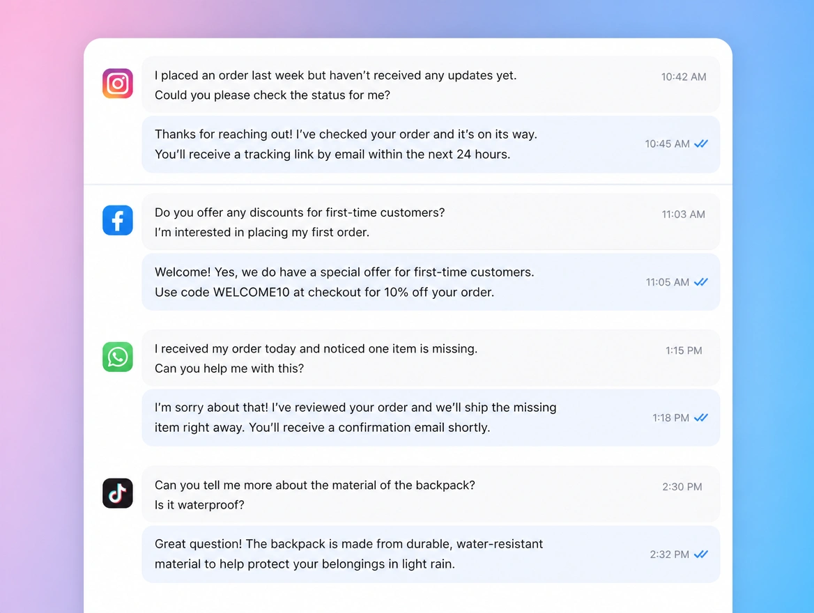 Website mockup showing comments and questions