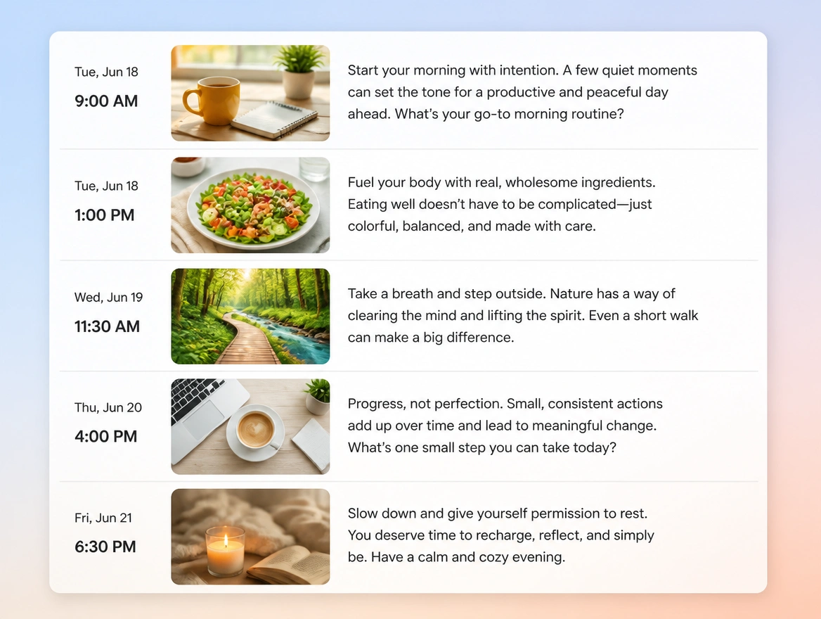 Website mockup showing planning and publishing