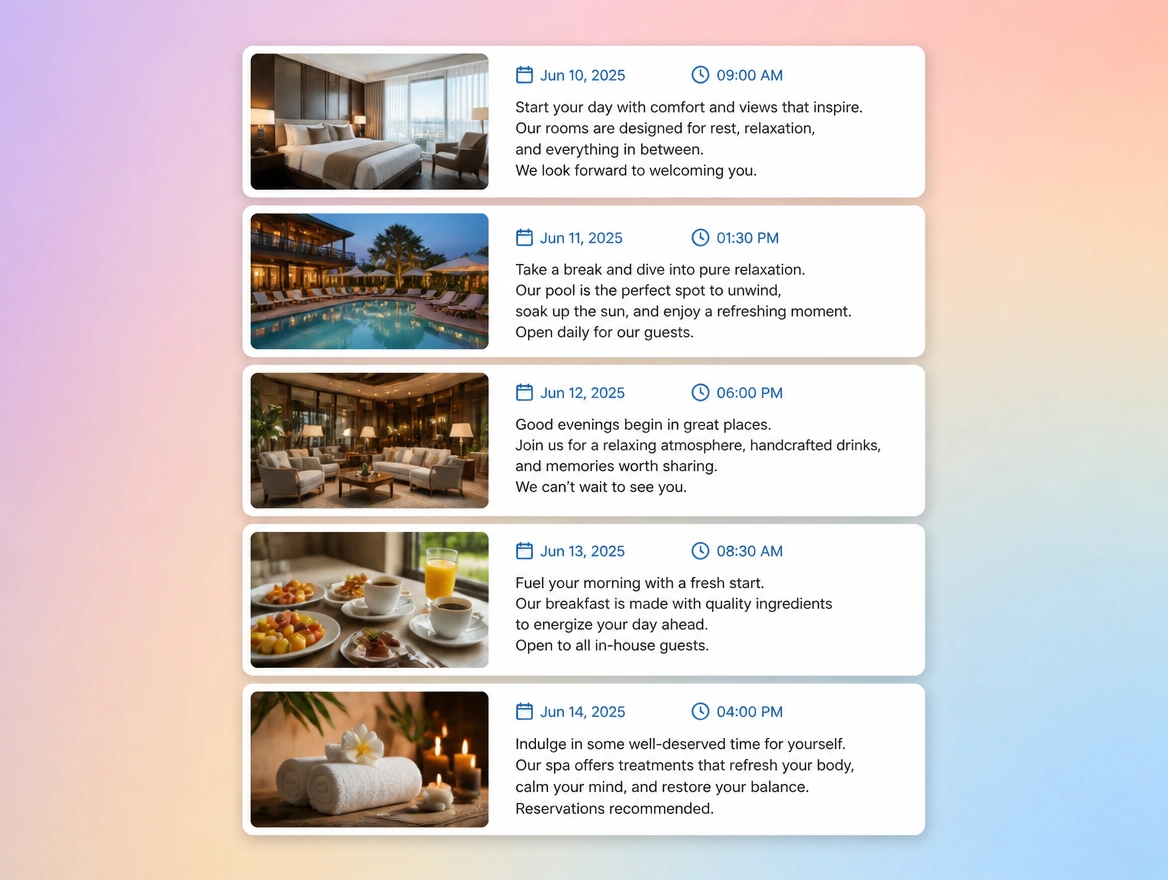 Website mockup showing the month queued