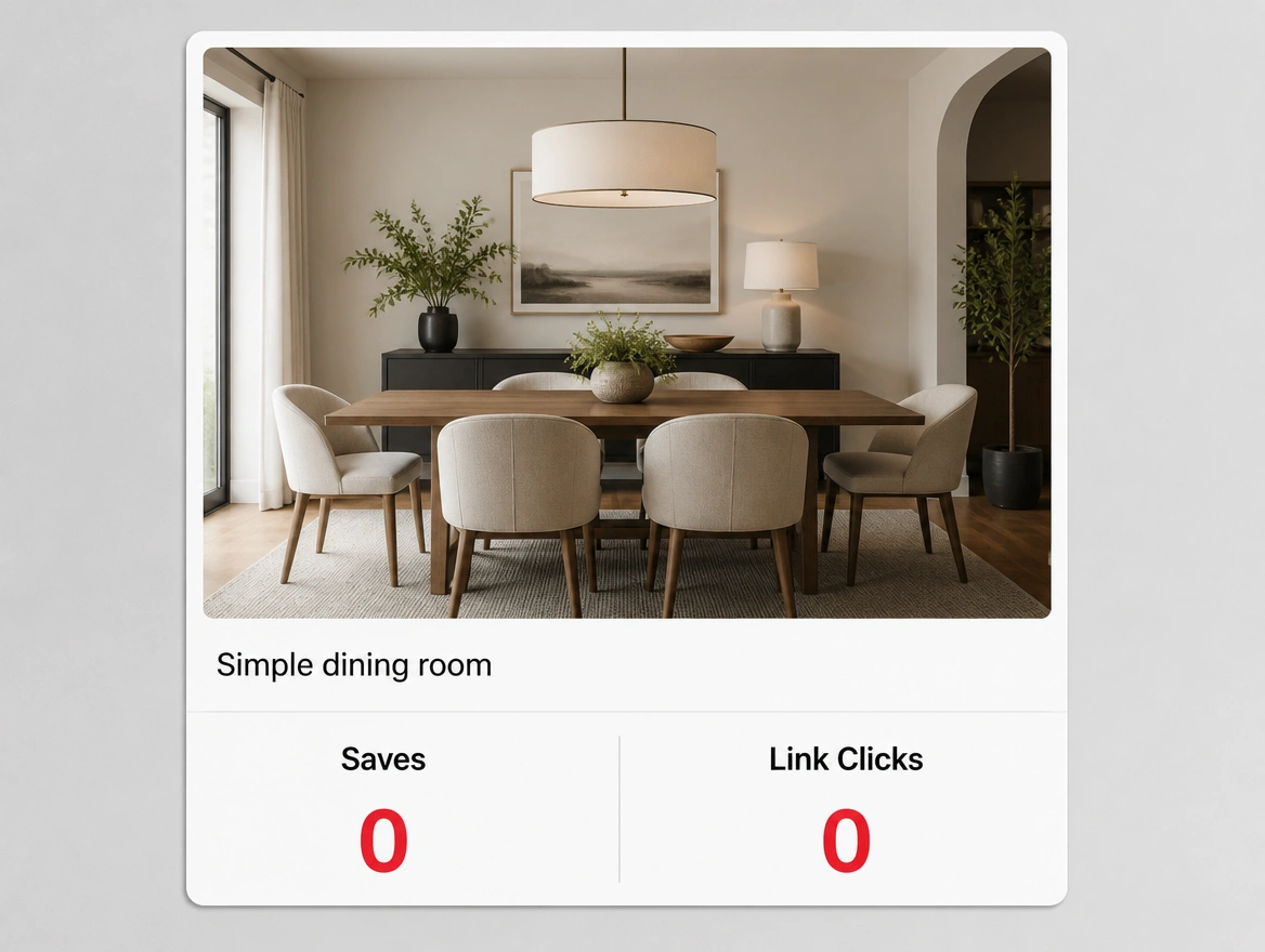 A post with a bland caption showing zero saves and zero link clicks in red