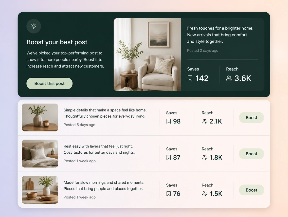 Website mockup showing paid reach for winners