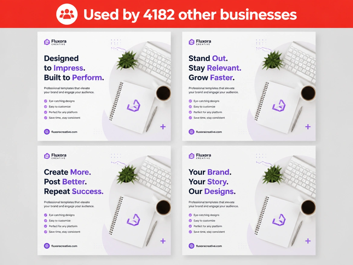 A template pack of four identical ready made post designs