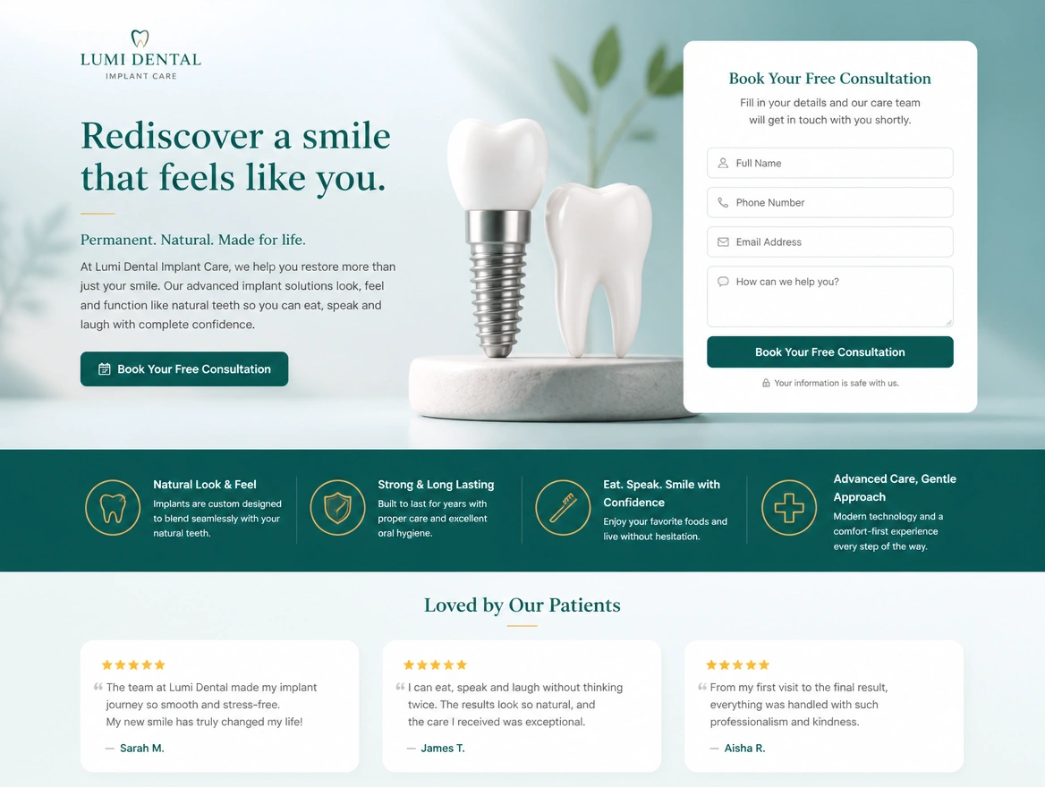 Website mockup showing the page behind the advert