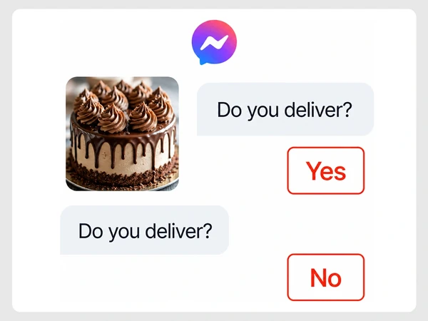 Golden Crumb Bakery answers the repeated Messenger question Do you deliver with both Yes and No.