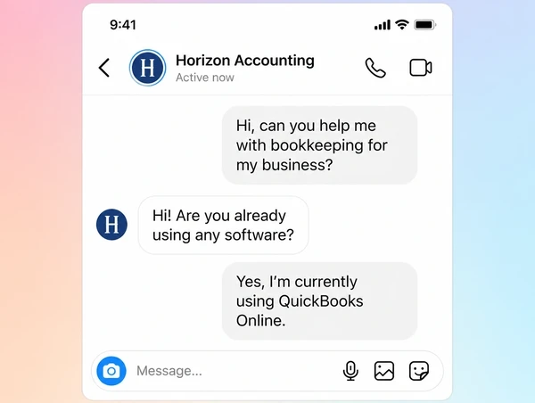 An Instagram message thread where a customer enquires about an accountancy practice job