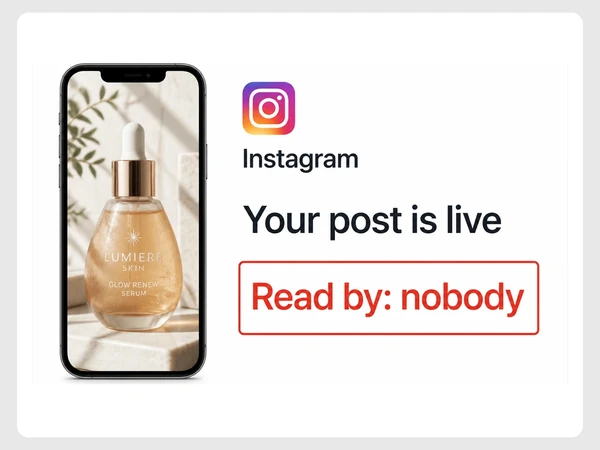 Lumiere Skin Instagram says the post is live but read by nobody.