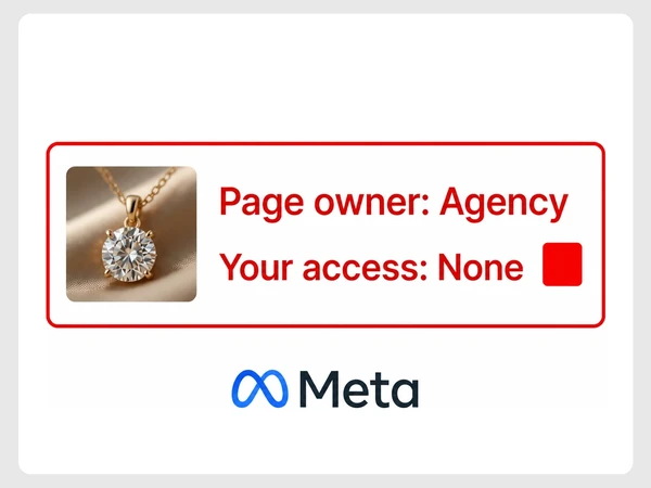Aurelia Fine Jewelry's Meta settings show Agency as page owner and None for its own access.