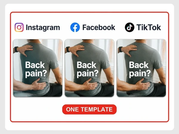 Northside Physio shows the identical treatment photo on Instagram, Facebook, and TikTok inside three phone frames.