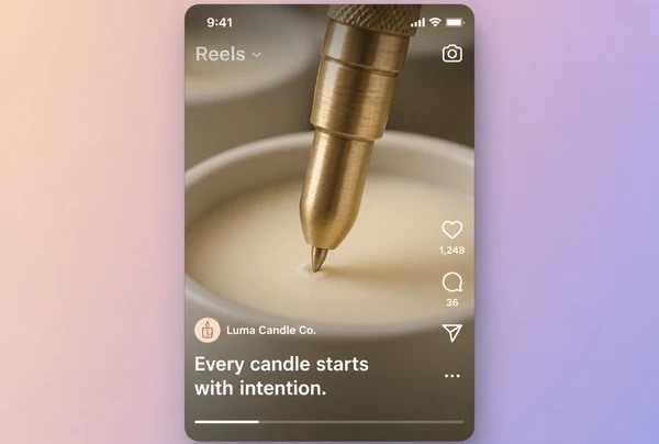 A vertical candle maker clip in Instagram Reels with large burned in captions