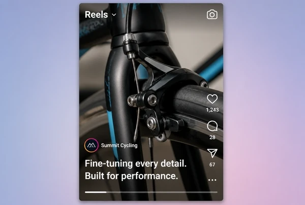 A vertical performance cycling clip in Instagram Reels with large burned in captions