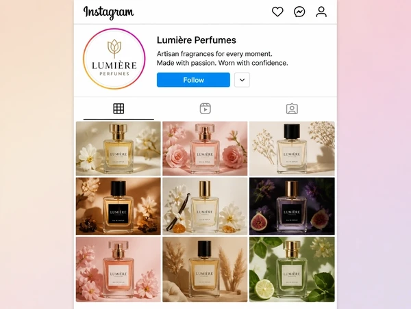 An Instagram profile for a perfumery with a consistent nine photograph grid