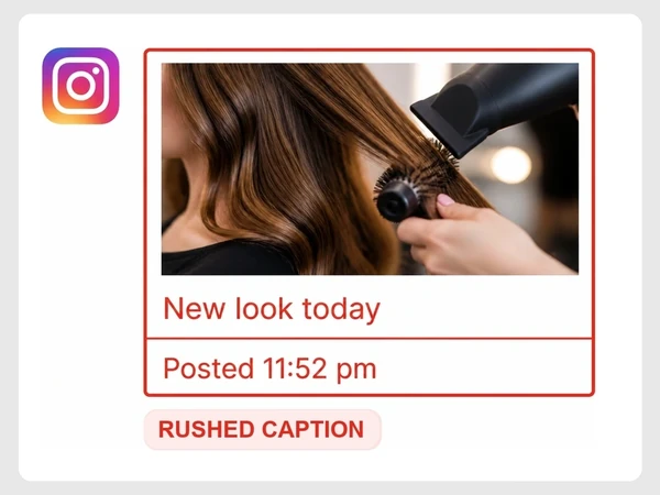 Ivy & Oak Salon shows an Instagram caption reading New look today posted at 11:52 pm.