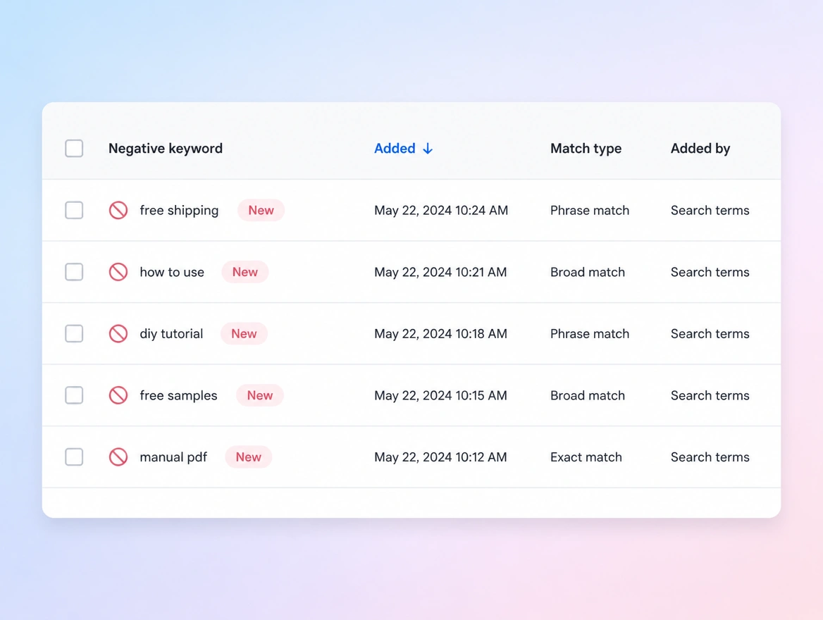 Website mockup showing blocking the wrong searches